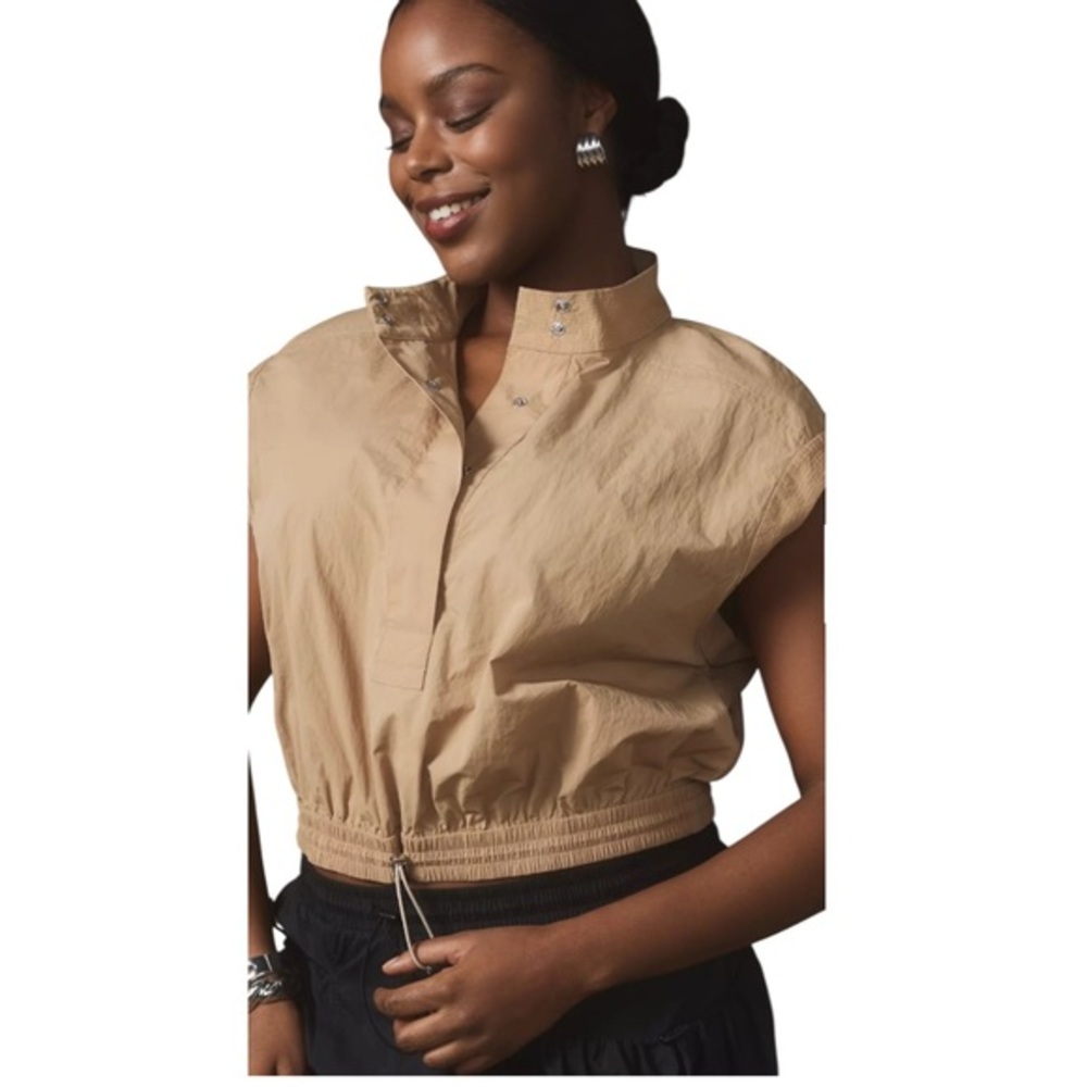 By Anthropologie Short-Sleeve Drawstring Popover Top